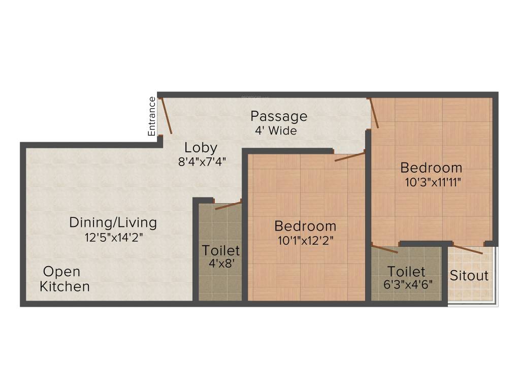 BT Mahendra Villa (2BHK+2T (875 sq ft) 875 sq ft)