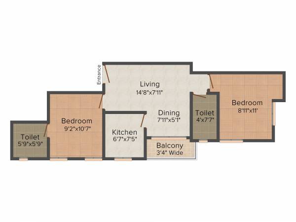 Spectrum Bliss (2BHK+2T (807 sq ft) 807 sq ft)