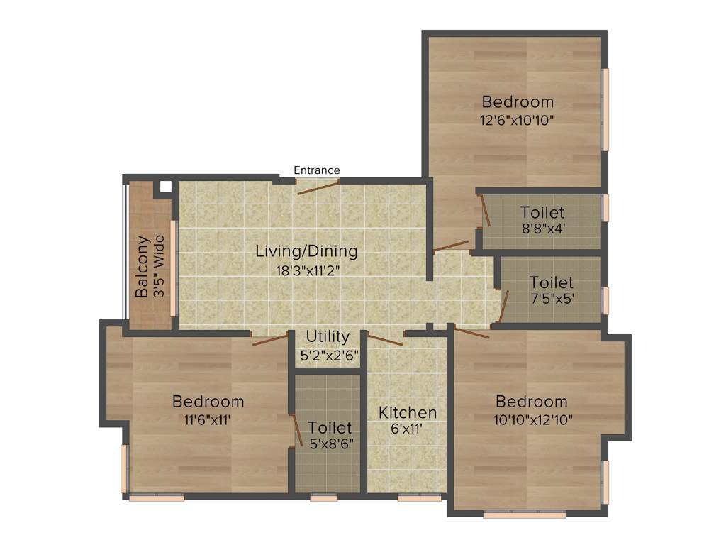 Arrjavv Sapphire (3BHK+3T (1,370 sq ft) 1370 sq ft)