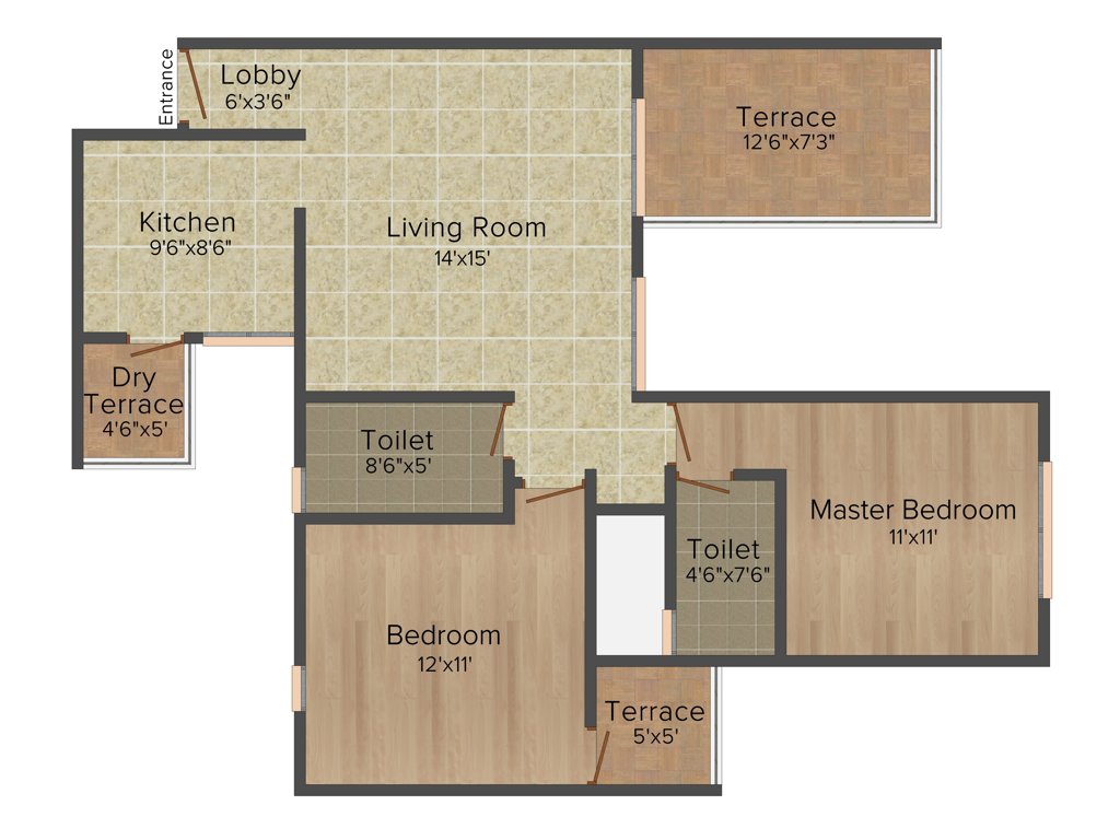 Vardaan Cleveland Park (2BHK+2T (1,135 sq ft) 1135 sq ft)