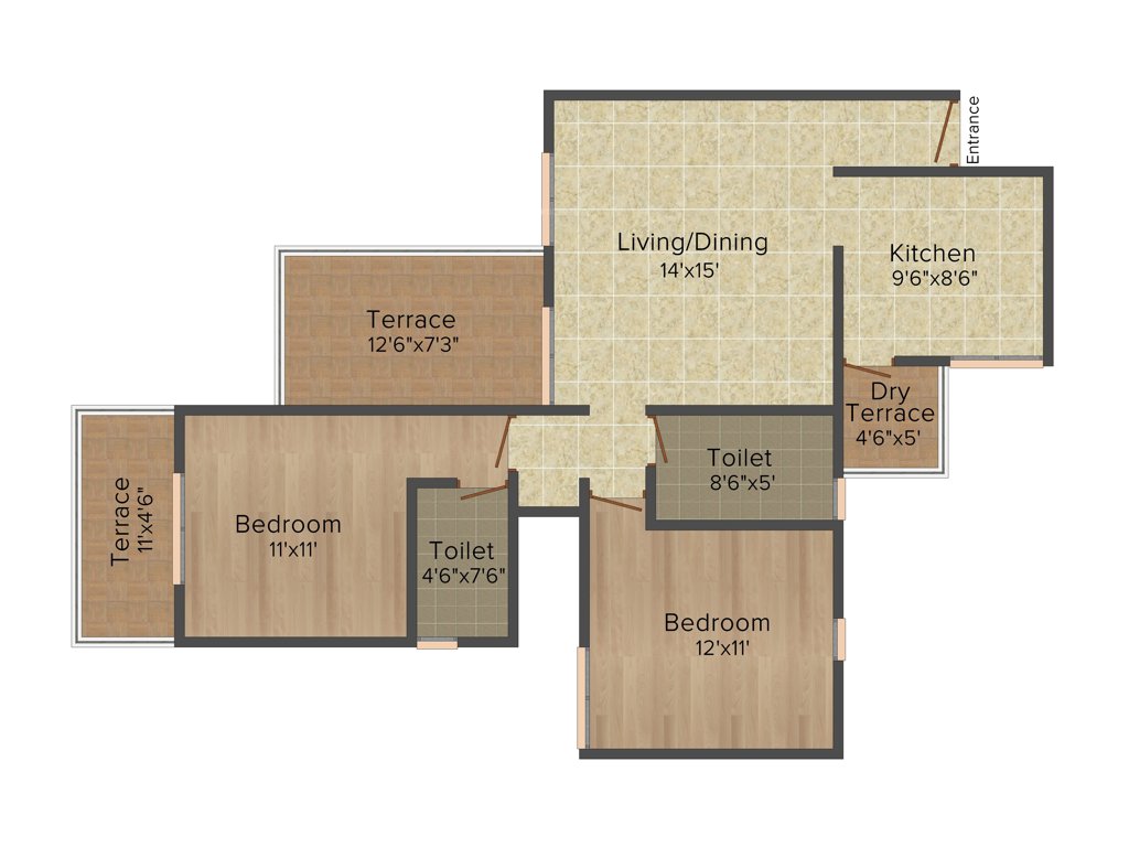 Vardaan Cleveland Park (2BHK+2T (1,165 sq ft) 1165 sq ft)