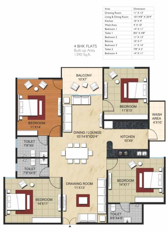 Ultimate Construction Ultimate Heights (4BHK+3T (1,390 sq ft) 1390 sq ft)