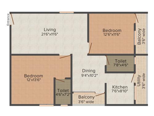 Pegasus Rainbow Enclave (2BHK+2T (1,260 sq ft) 1260 sq ft)