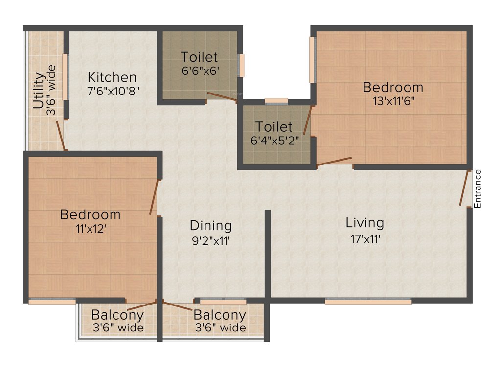 Pegasus Rainbow Enclave (2BHK+2T (1,165 sq ft) 1165 sq ft)