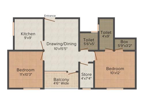 Gyanesh Royal Rose (2BHK+2T (1,100 sq ft) 1100 sq ft)