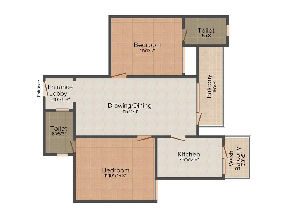 Miraj Miraj Morning (2BHK+2T (1,375 sq ft) 1375 sq ft)