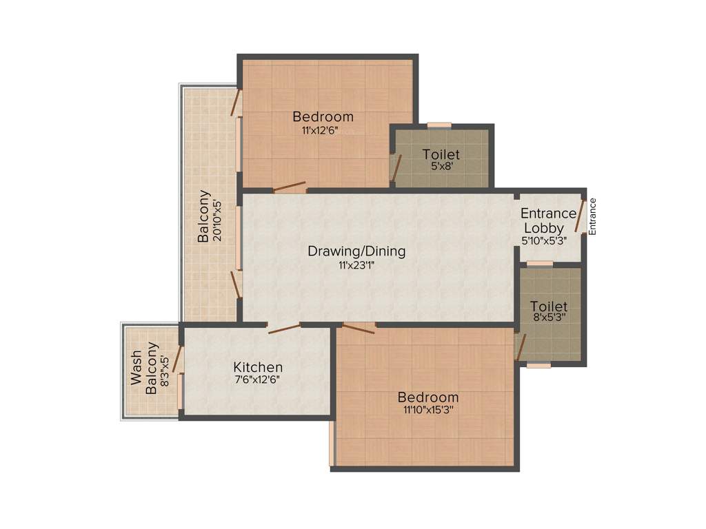 Miraj Miraj Morning (2BHK+2T (1,393 sq ft) 1393 sq ft)