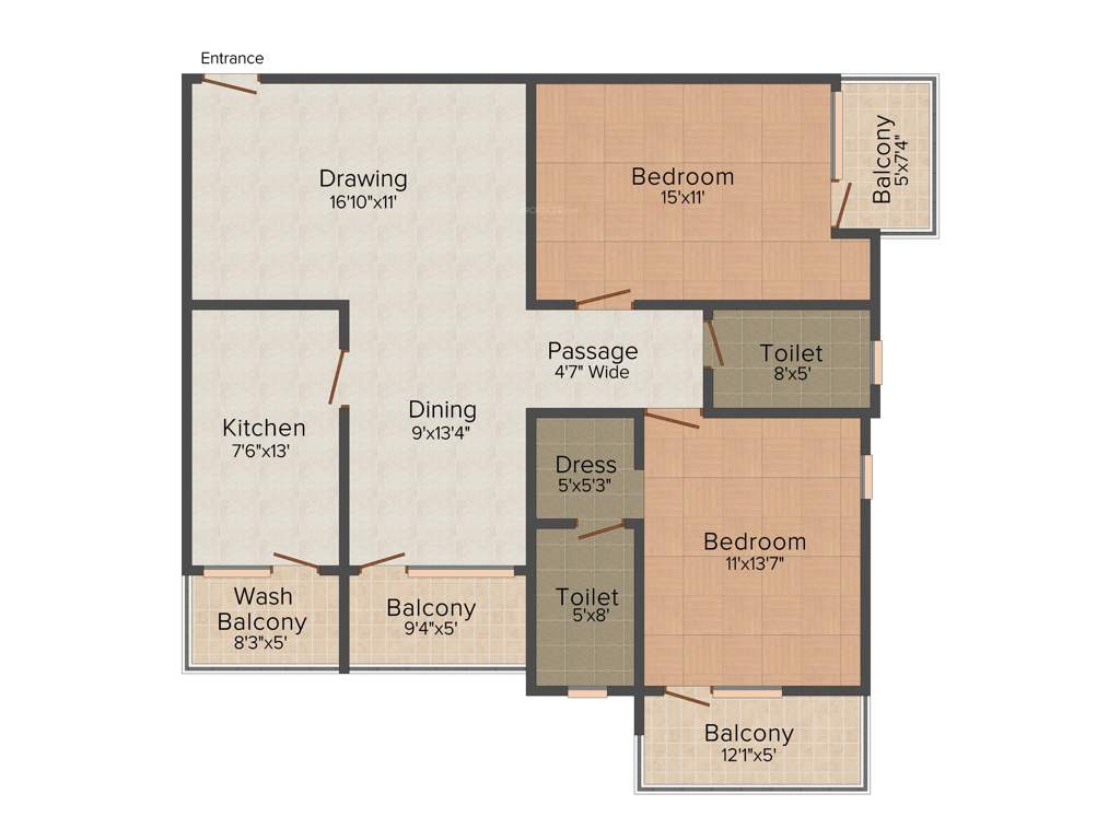 Miraj Miraj Morning (2BHK+2T (1,555 sq ft) 1555 sq ft)