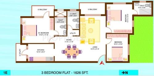 Mehta Rajeshwari Crown (3BHK+3T (1,626 sq ft) 1626 sq ft)