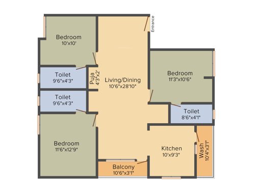 Ridhi Courtyard (3BHK+3T (1,440 sq ft) + Pooja Room 1440 sq ft)