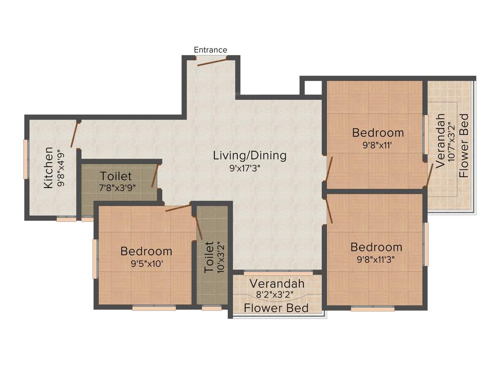 Super Planet Heights (3BHK+3T (1,380 sq ft) 1380 sq ft)