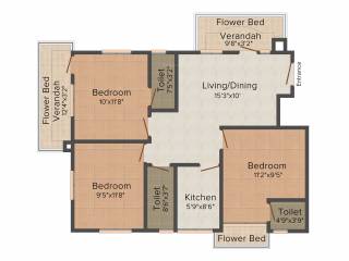 Super Planet Heights (3BHK+3T (1,406 sq ft) 1406 sq ft)