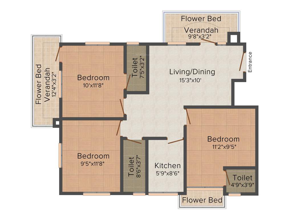 Super Planet Heights (3BHK+3T (1,406 sq ft) 1406 sq ft)