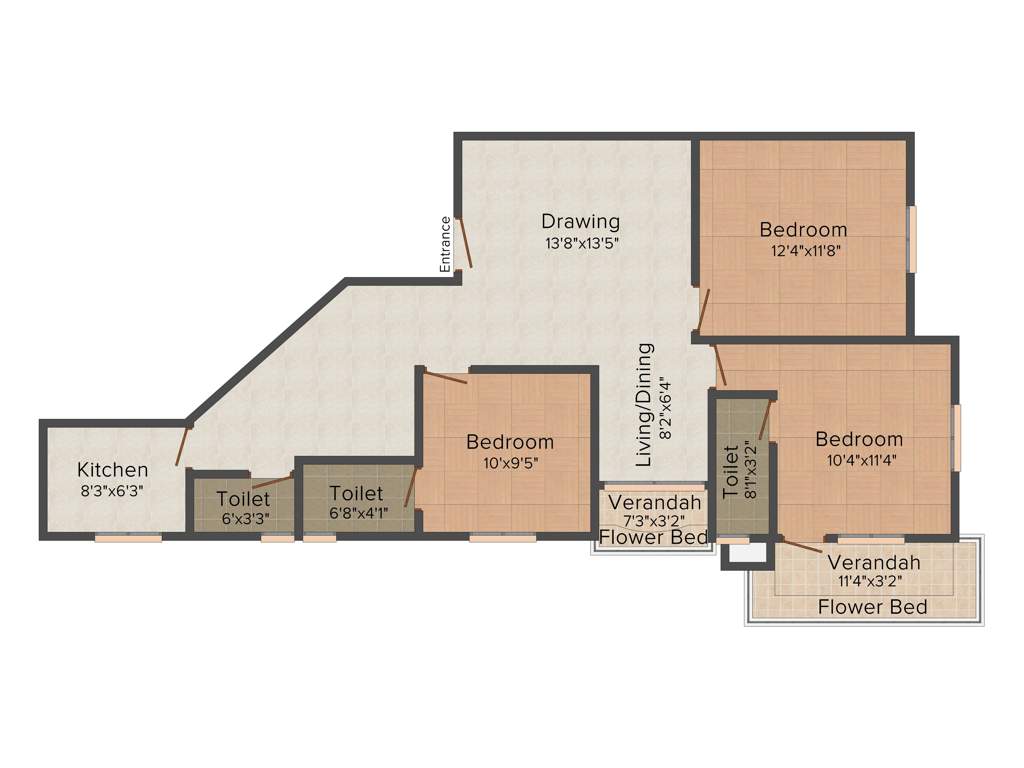 Super Planet Heights (3BHK+3T (1,620 sq ft) 1620 sq ft)