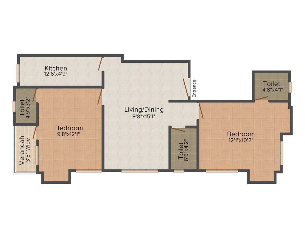 Hindusthan Coral (2BHK+2T (1,042 sq ft) 1042 sq ft)