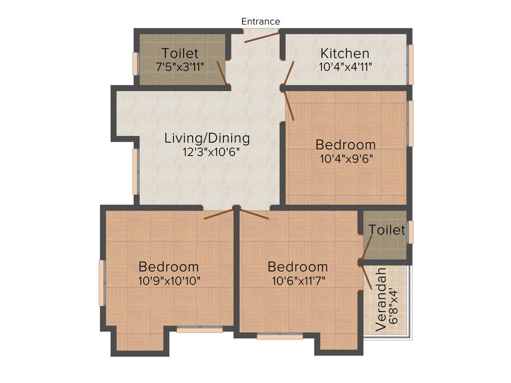 Lucky 60 Parnashree Pally (3BHK+3T (1,200 sq ft) 1200 sq ft)