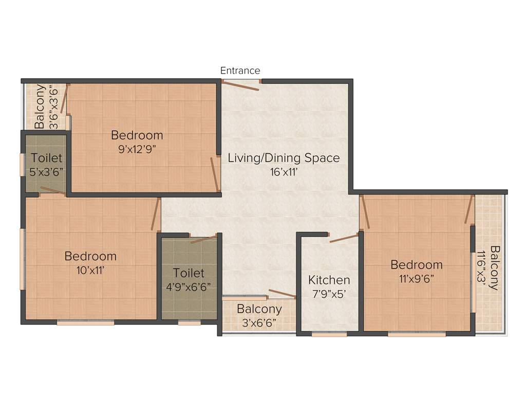 Happy 260 N S Road (3BHK+3T (928 sq ft) 928 sq ft)