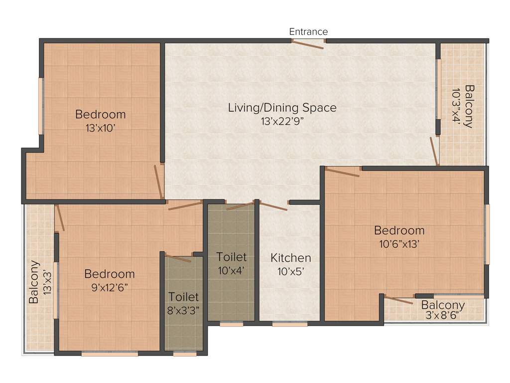 Happy 260 N S Road (3BHK+3T (1,232 sq ft) 1232 sq ft)