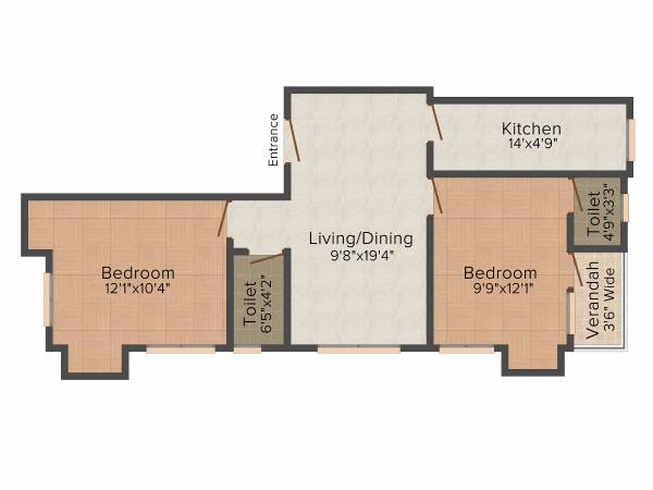Hindusthan Tibia (2BHK+2T (1,056 sq ft) 1056 sq ft)