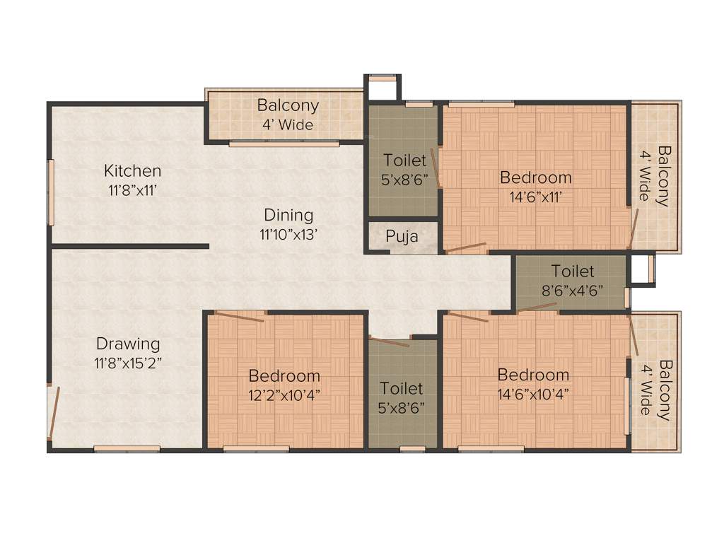 Pranava Gitaaar (3BHK+3T (1,666 sq ft) 1666 sq ft)