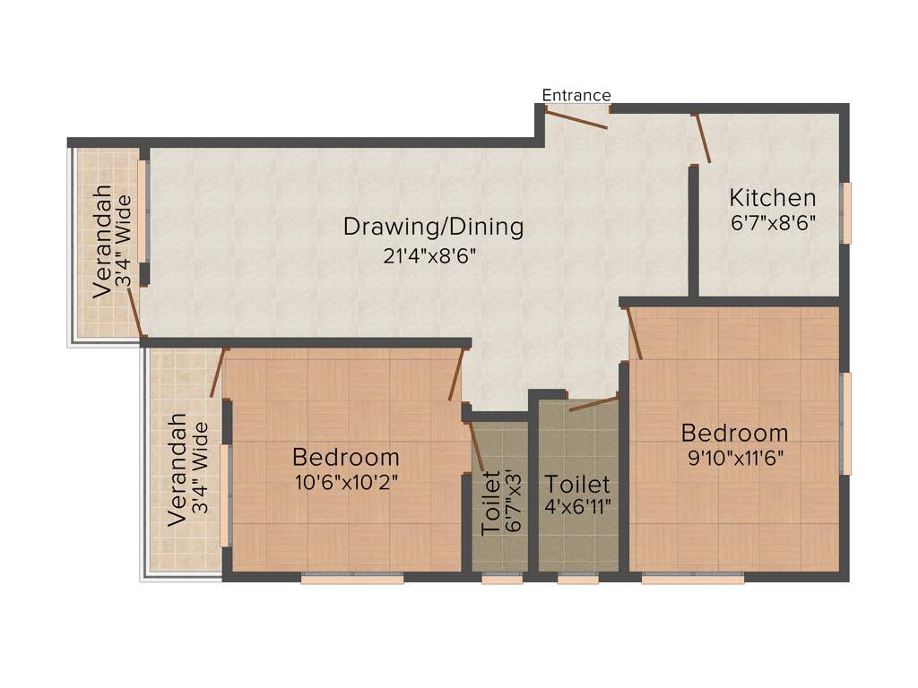 Ramala 543 By 2 Kalikapur Road (2BHK+2T (1,100 sq ft) 1100 sq ft)