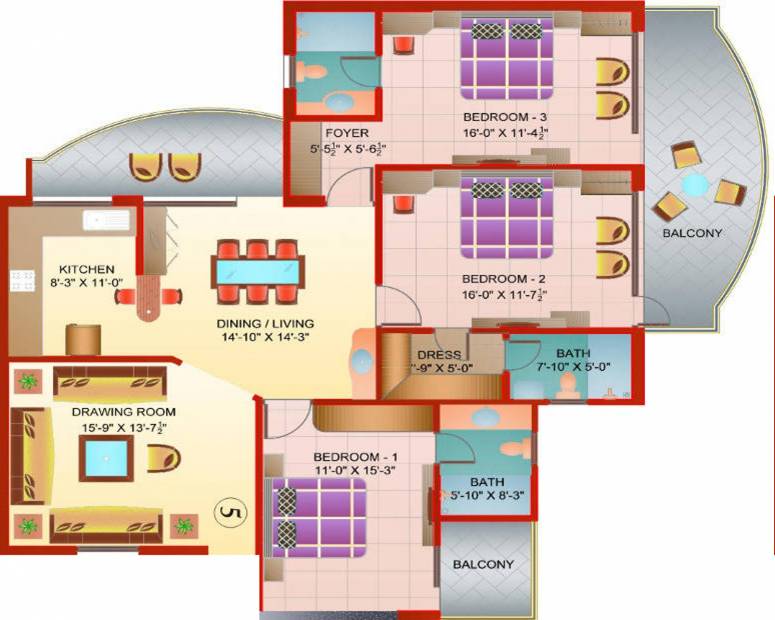 Miraj Group Majestic (3BHK+3T (1,787 sq ft) 1787 sq ft)