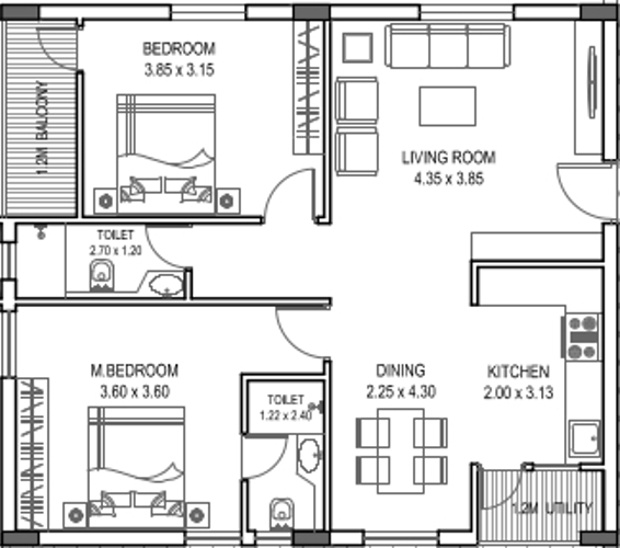 Florence Village (2BHK+2T (1,140 sq ft) 1140 sq ft)