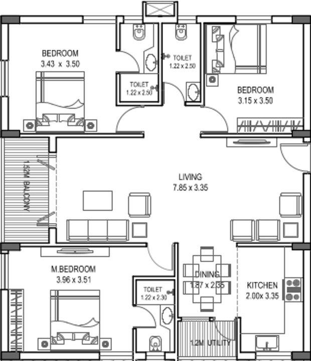 Florence Village (3BHK+3T (1,442 sq ft) 1442 sq ft)