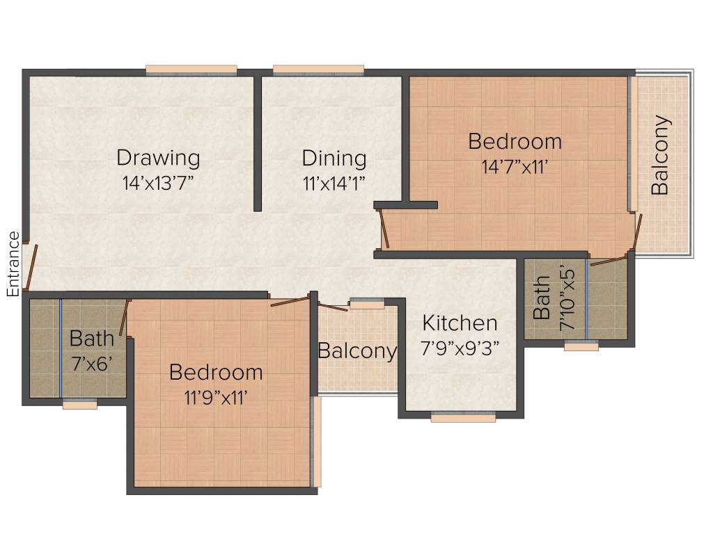 Miraj Malhar (2BHK+2T (1,175 sq ft) 1175 sq ft)