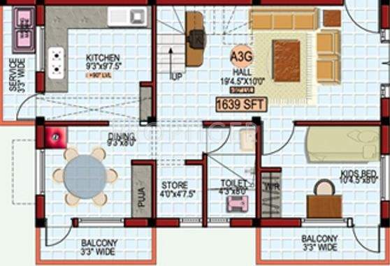 Khurinji Gardenia (3BHK+3T (1,639 sq ft) 1639 sq ft)