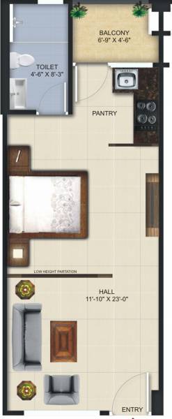 Miraj Group Meridian (1RK+1T (512 sq ft) 512 sq ft)