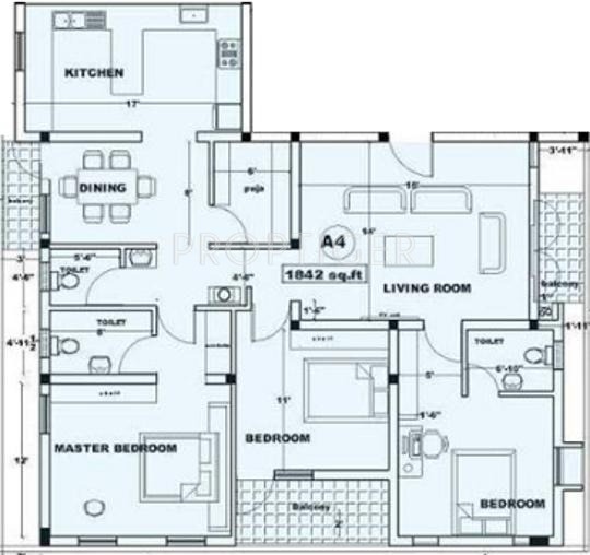 Aishwarya Gardens (3BHK+3T (1,842 sq ft) 1842 sq ft) Aishwarya Gardens (3BHK+3T (1,842 sq ft) 1842 sq ft)