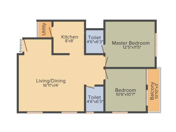 CC Kalki Ansh (2BHK+2T (990 sq ft) 990 sq ft)