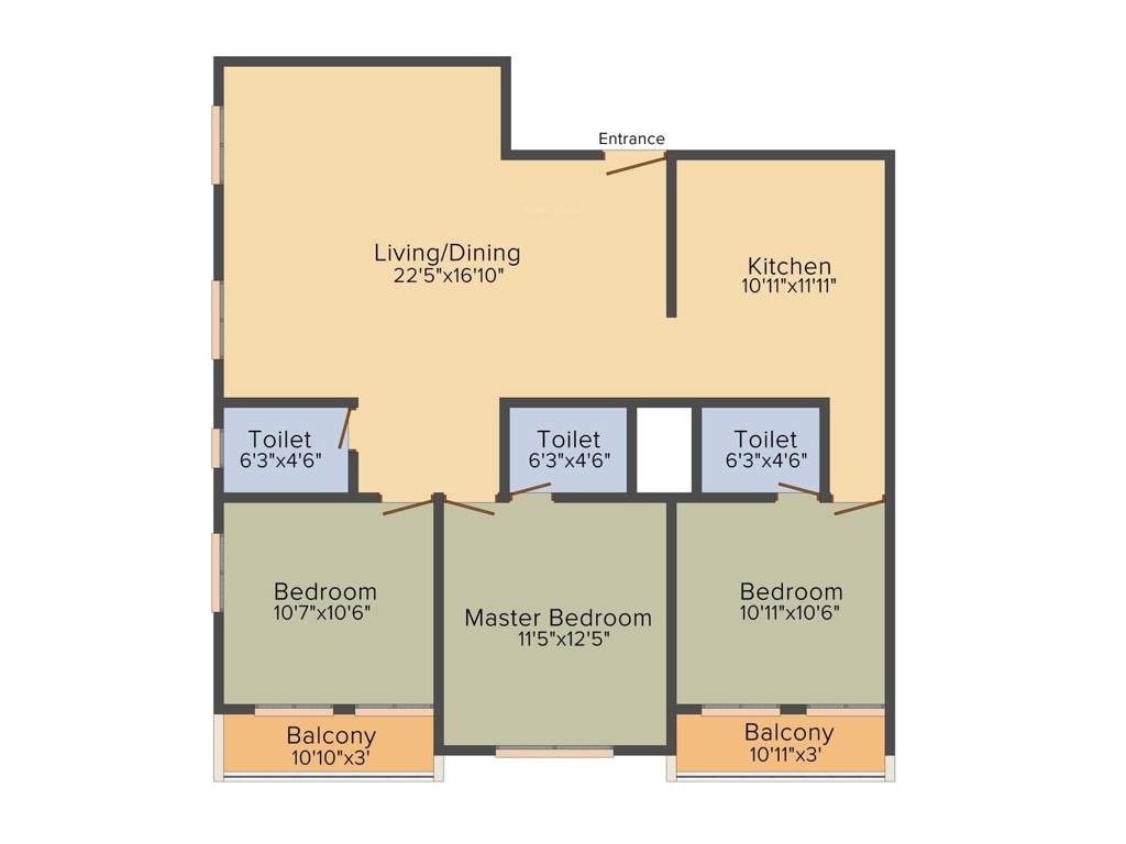 CC Kalki Ansh (3BHK+3T (1,365 sq ft) 1365 sq ft)