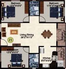 DS Sigma Nest (3BHK+2T (1,530 sq ft) 1530 sq ft)