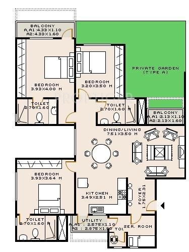 Sobha Dahlia (3BHK+4T (1,774 sq ft) Servant Room 1774 sq ft) Sobha Dahlia (3BHK+4T (1,774 sq ft) Servant Room 1774 sq ft)