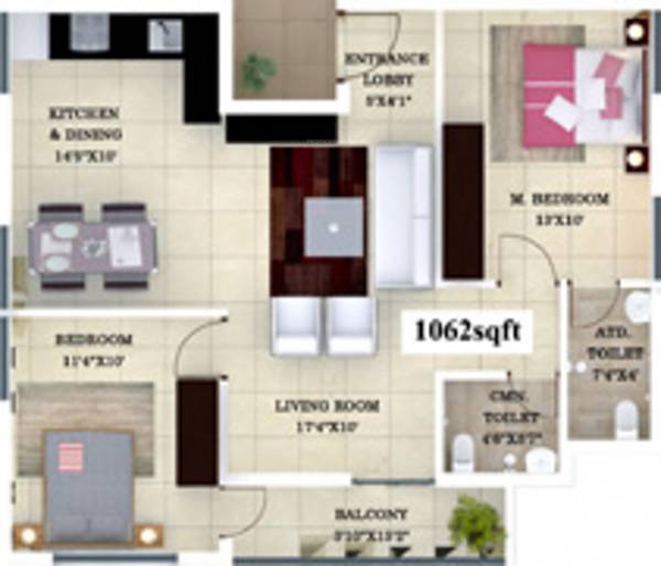 CC Aspire (2BHK+2T (1,062 sq ft) 1062 sq ft) CC Aspire (2BHK+2T (1,062 sq ft) 1062 sq ft)