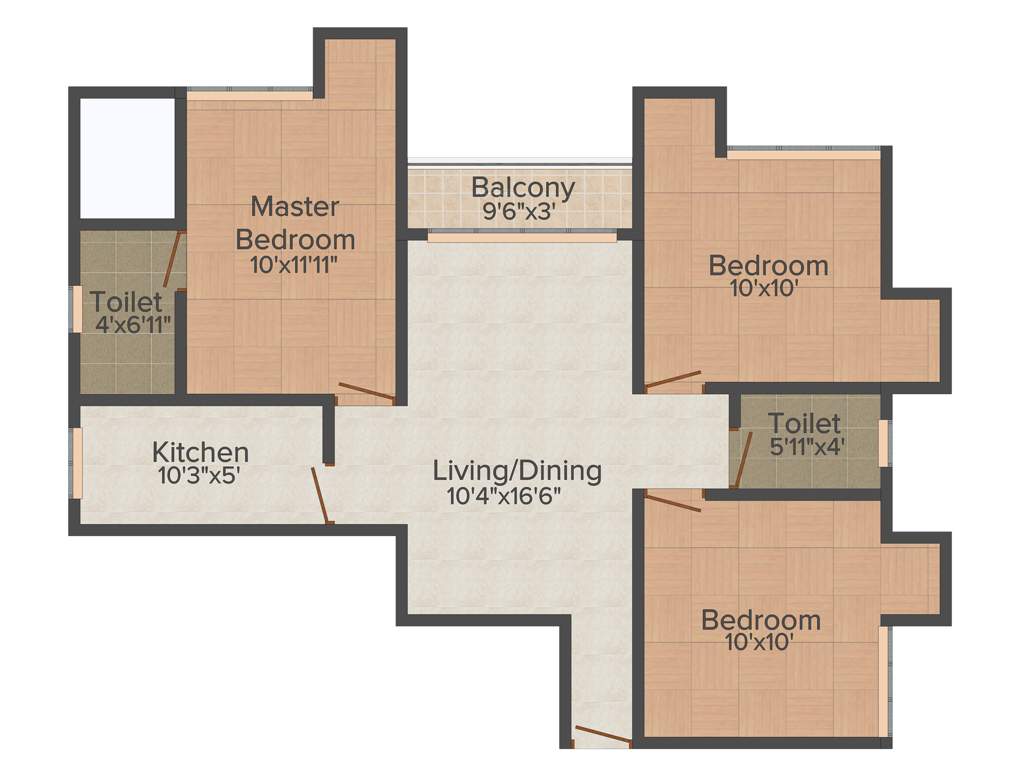 Spandan Glory (3BHK+3T (1,175 sq ft) 1175 sq ft)