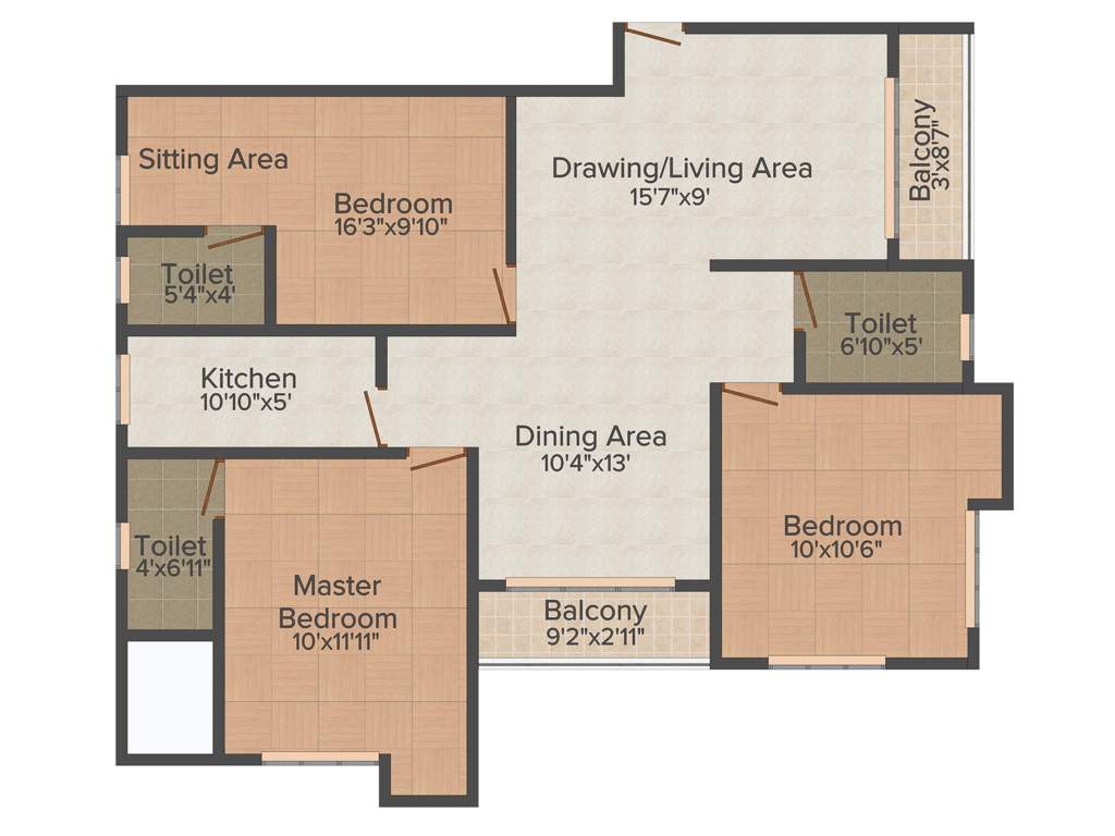 Spandan Glory (3BHK+3T (1,325 sq ft) 1325 sq ft)