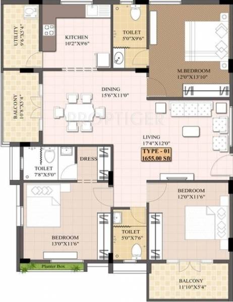 Chalukya Chalukya Nirantara (3BHK+3T (1,655 sq ft) 1655 sq ft)