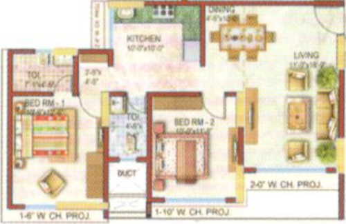 Neelyog Virat (2BHK+2T (1,029 sq ft) 1029 sq ft)