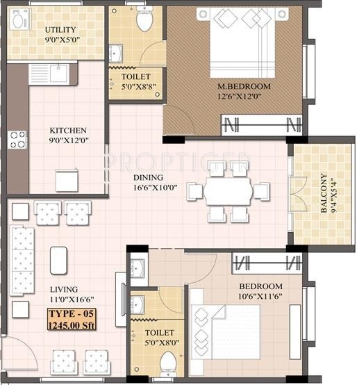 Chalukya Chalukya Nirantara (2BHK+2T (1,245 sq ft) 1245 sq ft)