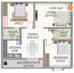 ASN Galaxy (2BHK+2T (1,200 sq ft) 1200 sq ft)