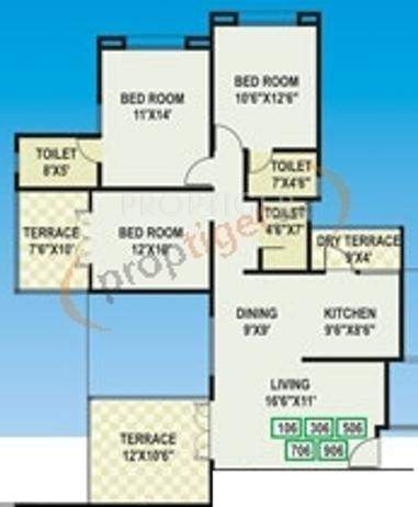 Mittal Sun Orion (3BHK+3T (1,303 sq ft) 1303 sq ft)