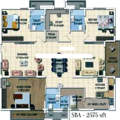 Salarpuria Sattva Magnus (3BHK+4T (2,575 sq ft) + Study Room 2575 sq ft)
