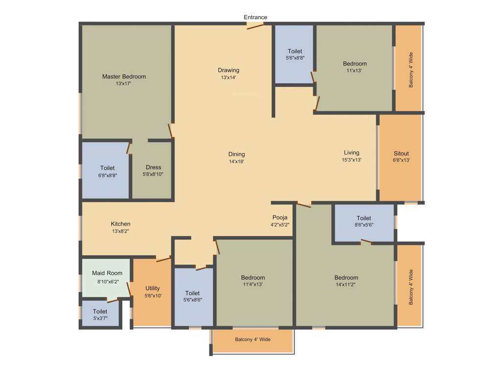 Salarpuria Sattva Magnus (4BHK+5T (2,960 sq ft) + Servant Room 2960 sq ft)