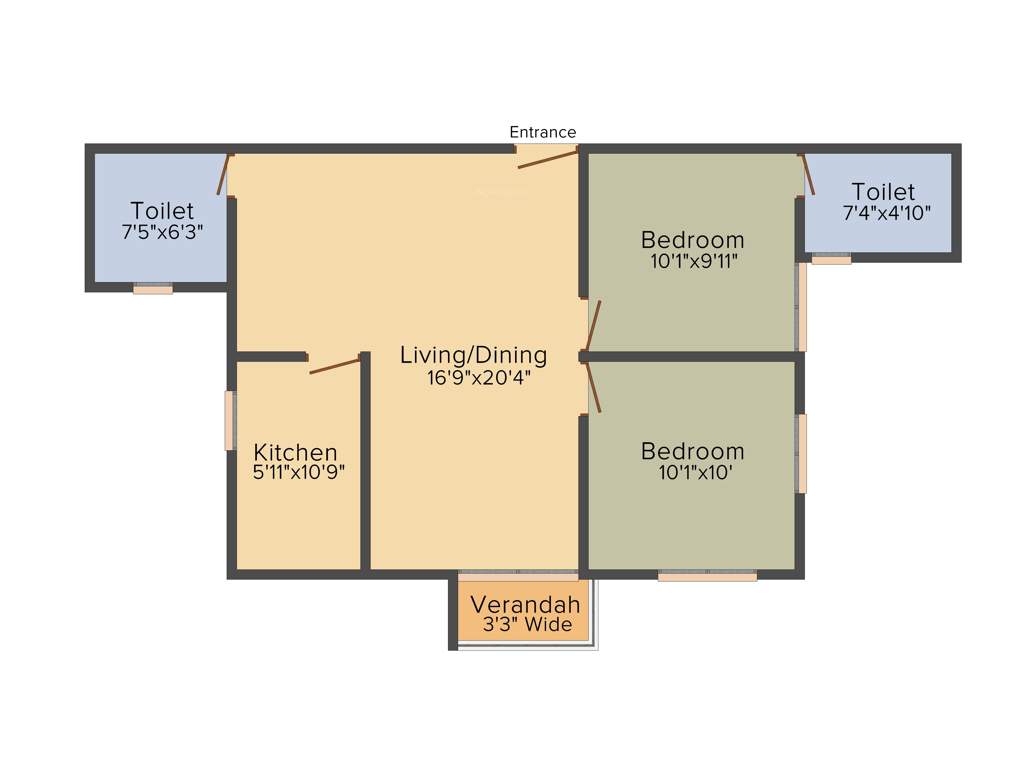 Indicon Neer Apartment (2BHK+2T (981 sq ft) 981 sq ft)