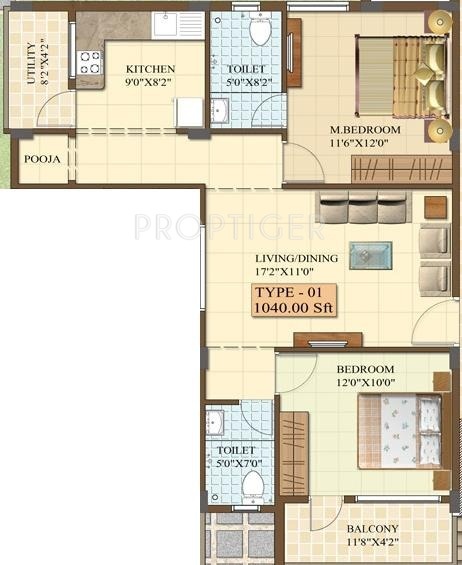 Chalukya Residency (2BHK+2T (1,040 sq ft) 1040 sq ft) Chalukya Residency (2BHK+2T (1,040 sq ft) 1040 sq ft)