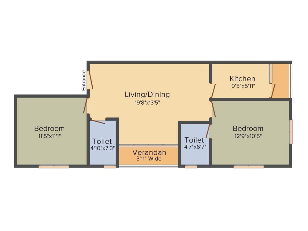 Indicon Neer Apartment (2BHK+2T (1,018 sq ft) 1018 sq ft)