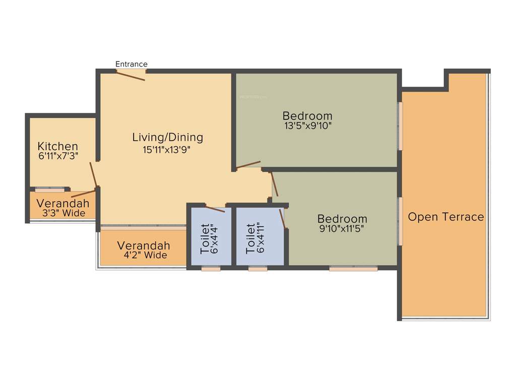 Indicon Neer Apartment (2BHK+2T (1,148 sq ft) 1148 sq ft)